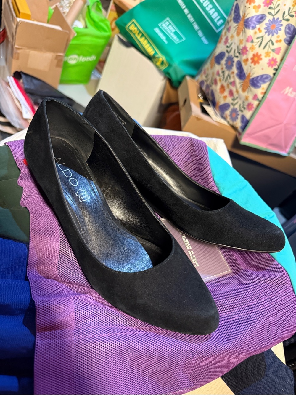 ALDO Black Suede Pointed-Toe Pumps